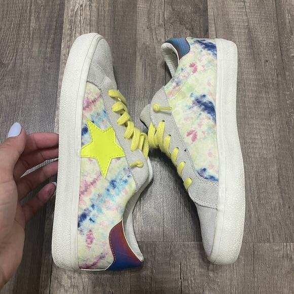 Vintage Havana Women's US VH Rainbow Sneakers Tie Dye Yellow Star Rare Size 8.5 - Picture 3 of 9